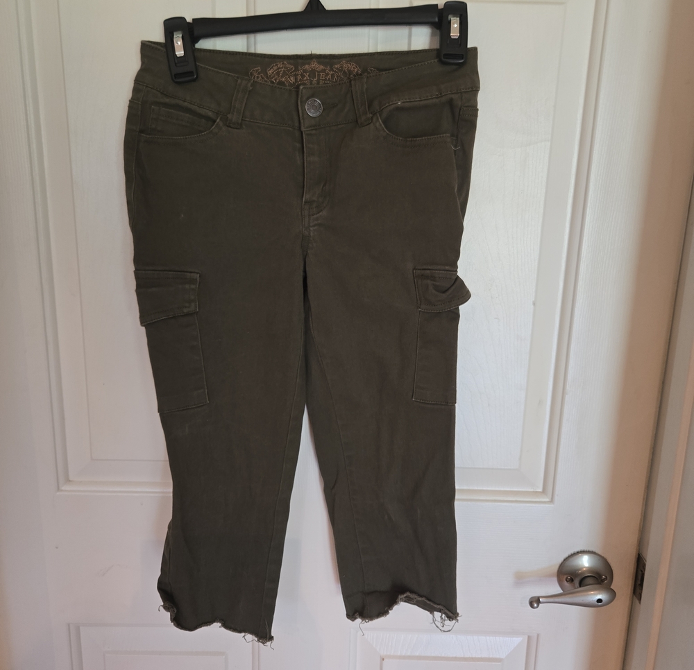 Wax Jean Olive Green Crop Cargo Jeans